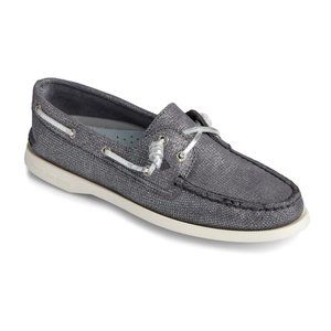 Sperry Vida Brushed Silver Metallic Boat Shoes